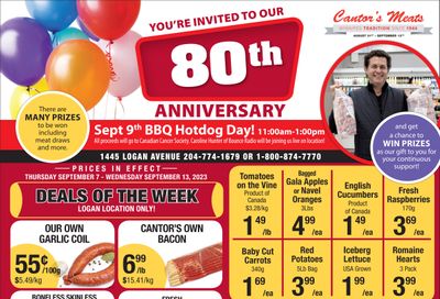 Cantor's Meats Flyer September 7 to 13