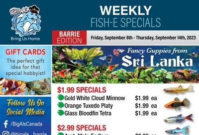 Big Al's (Barrie) Weekly Specials September 8 to 14