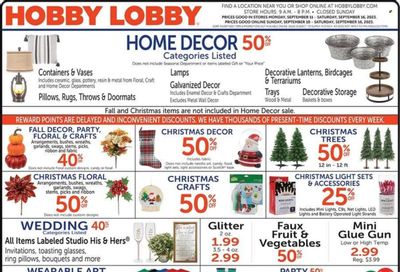 Hobby Lobby Weekly Ad Flyer Specials September 10 to September 16, 2023