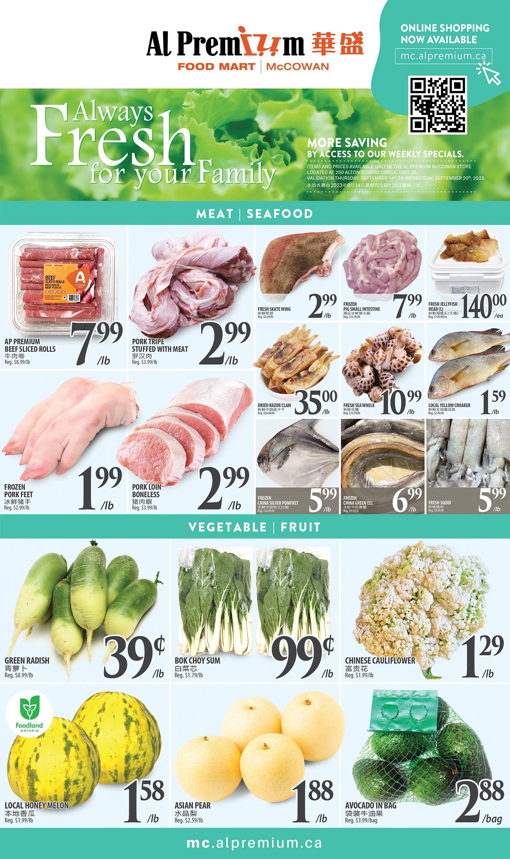 Al Premium Food Mart (McCowan) Flyer September 14 to 20