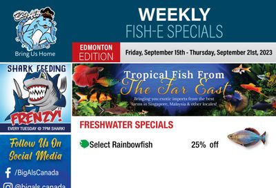 Big Al's (Edmonton) Weekly Specials September 15 to 21