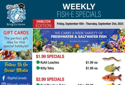 Big Al's (Hamilton) Weekly Specials September 15 to 21