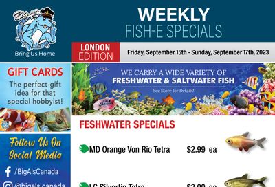 Big Al's (London) Weekend Specials September 15 to 17