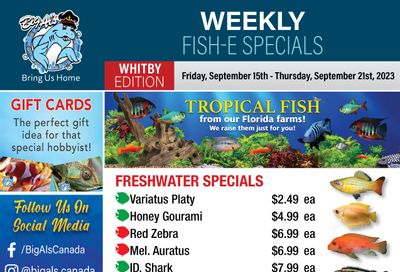 Big Al's (Whitby) Weekly Specials September 15 to 21