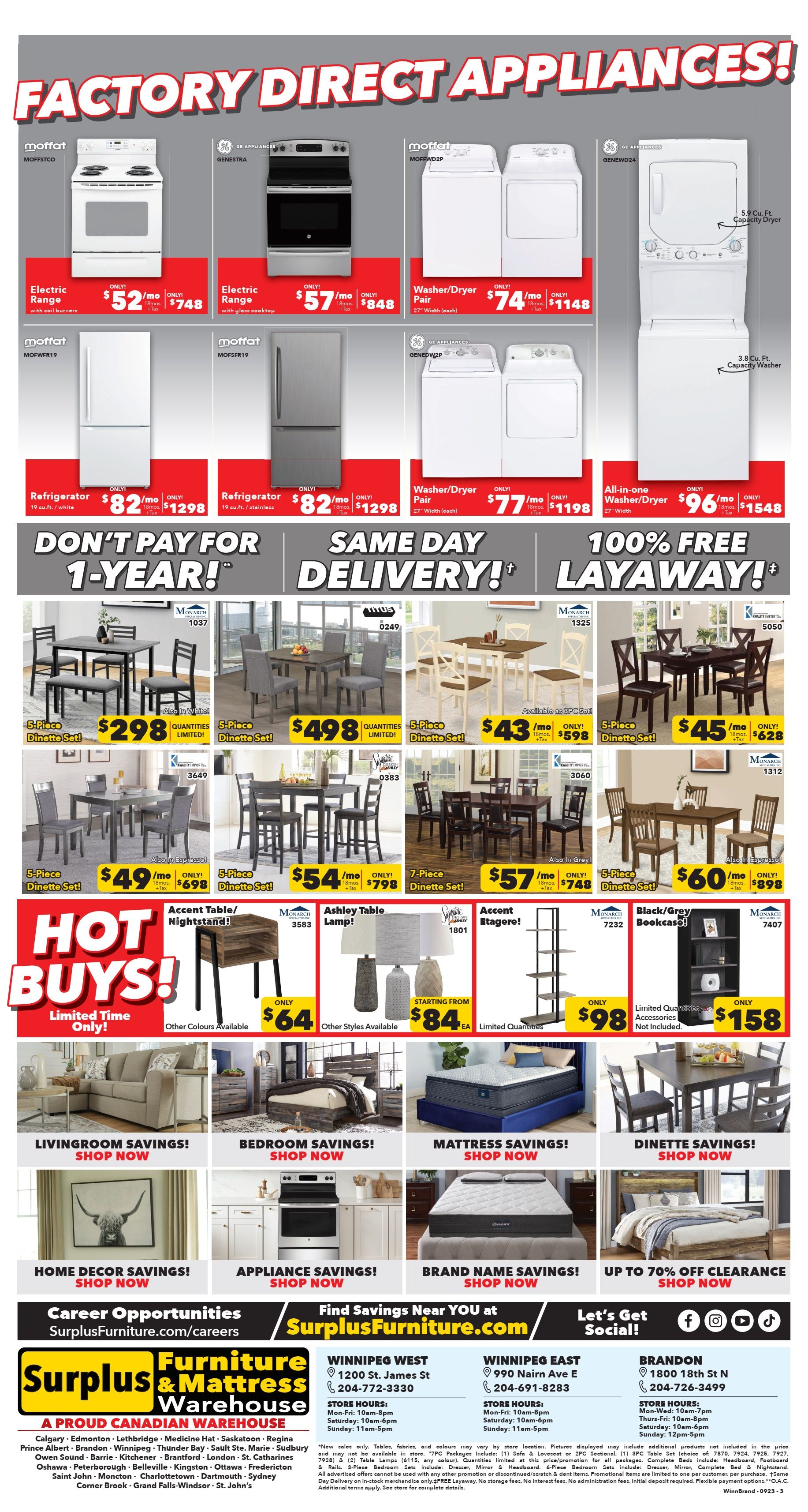 Surplus Furniture & Mattress Warehouse (Winnipeg, Brandon) Flyer September 18 to October 1