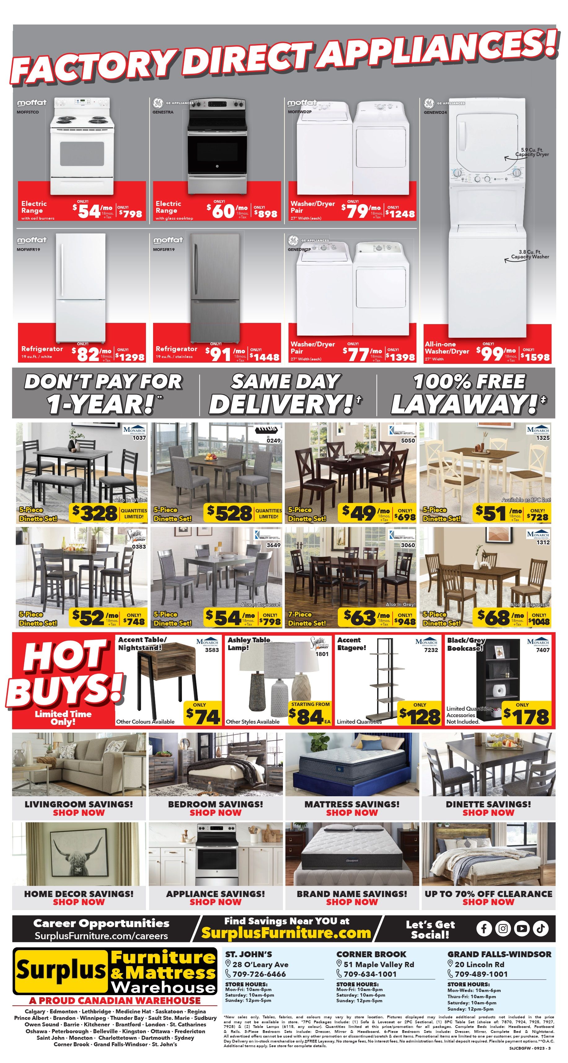Surplus Furniture & Mattress Warehouse (St. John's, Corner Brook, Grand Falls Windsor) Flyer September 18 to October 1