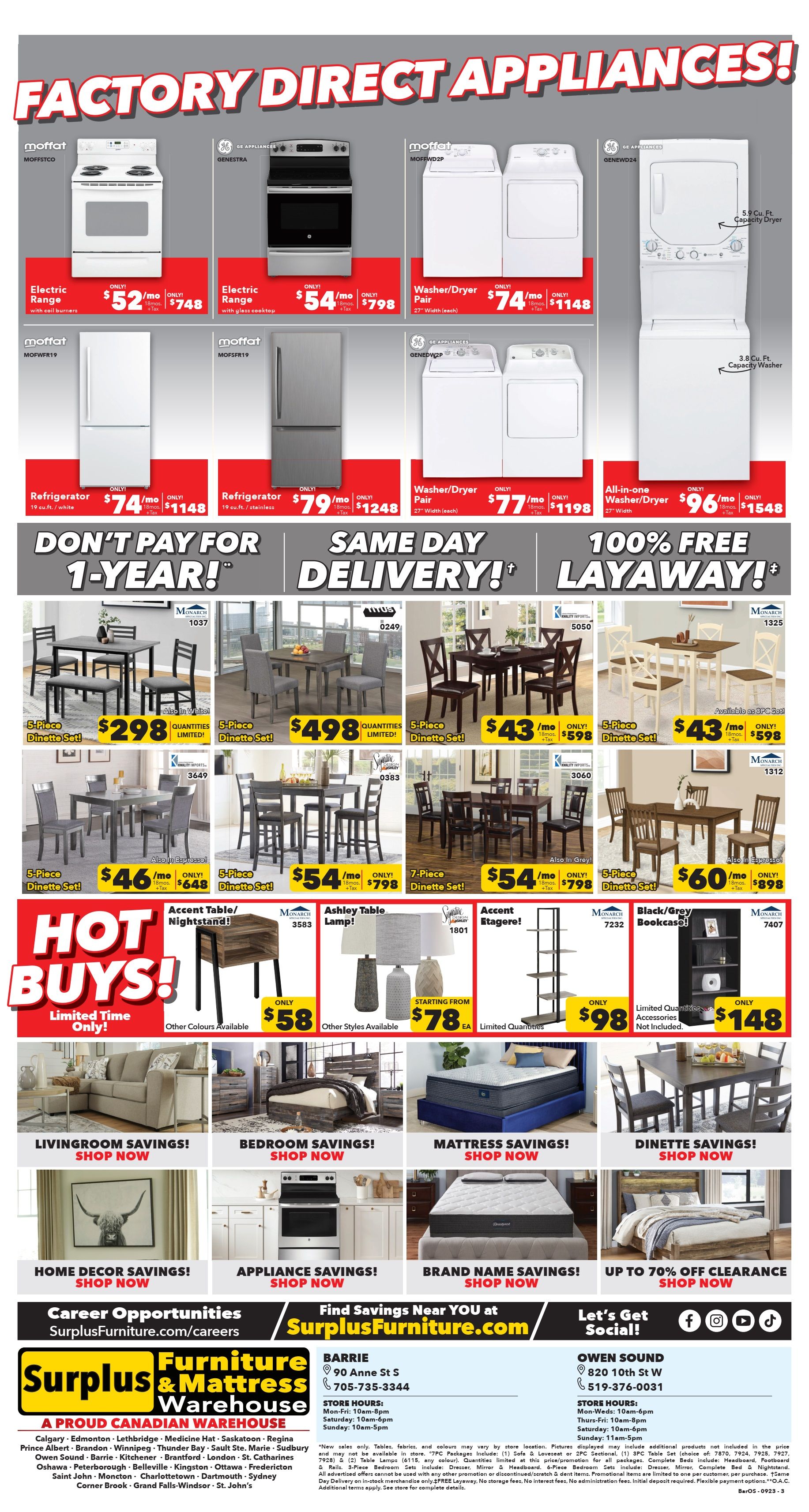 Surplus Furniture & Mattress Warehouse (Barrie, Owen Sound) Flyer September 18 to October 1