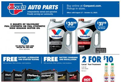 Carquest Weekly Ad Flyer Specials August 17 to October 11, 2023