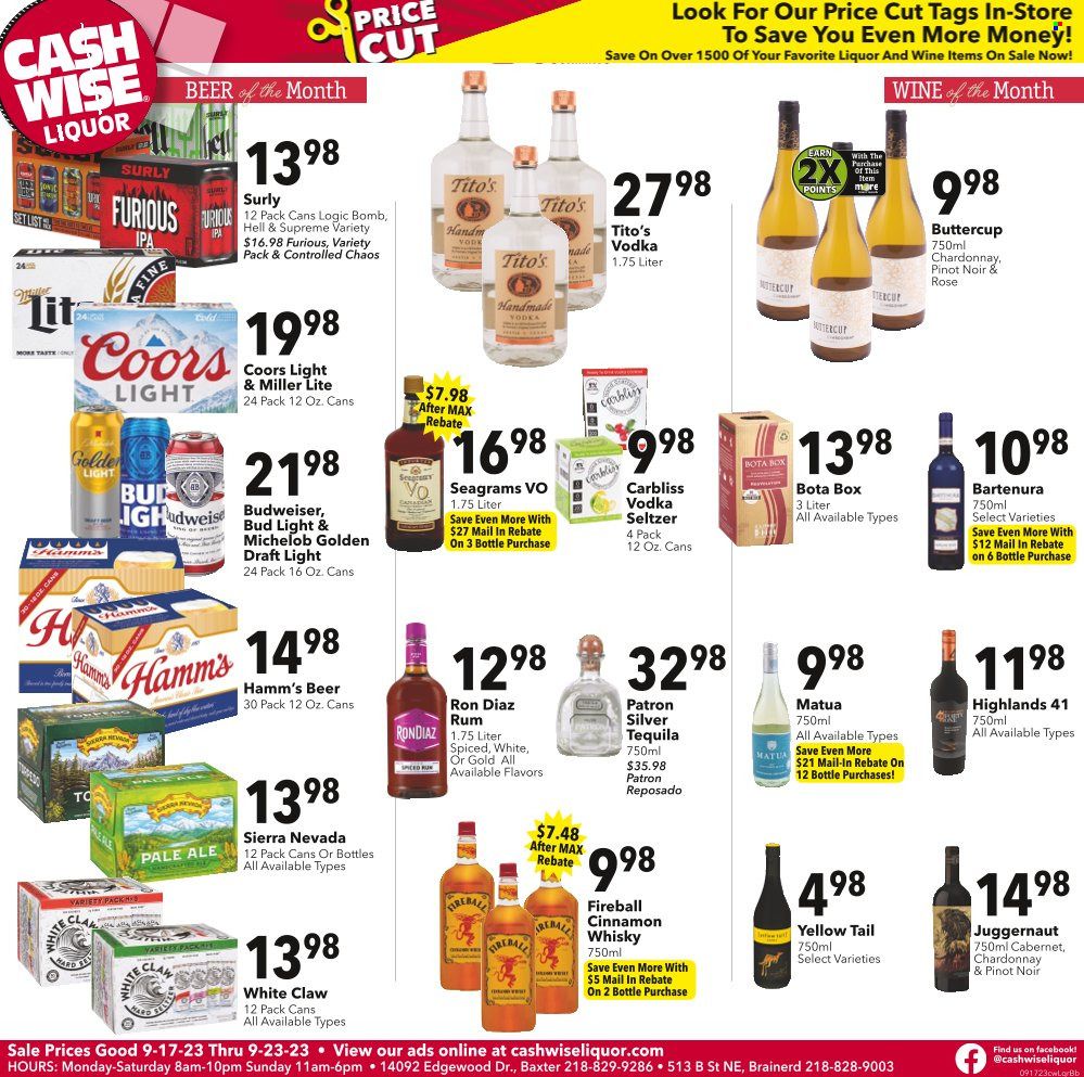 Cash Wise Liquor Only (MN) Weekly Ad Flyer Specials September 17 to September 23, 2023