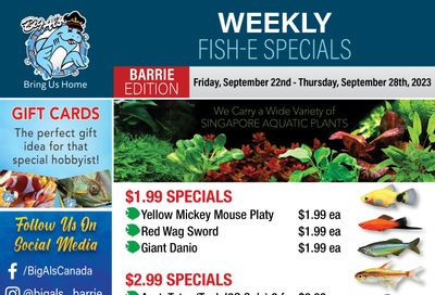 Big Al's (Barrie) Weekly Specials September 22 to 28