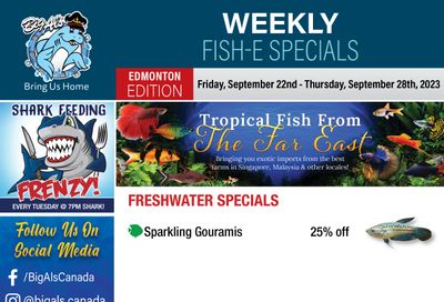 Big Al's (Edmonton) Weekly Specials September 22 to 28