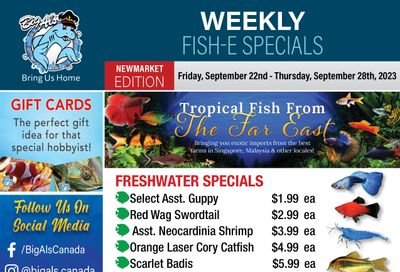 Big Al's (Newmarket) Weekly Specials September 22 to 28
