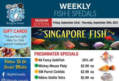 Big Al's (Vaughan) Weekly Specials September 22 to 28