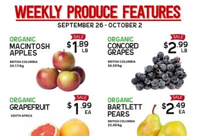Pomme Natural Market Weekly Produce Flyer September 26 to October 2