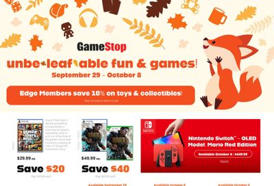 GameStop Flyer September 29 to October 8