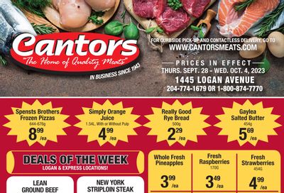 Cantor's Meats Flyer September 28 to October 4