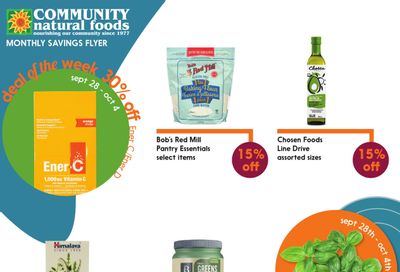 Community Natural Foods Monthly Flyer September 28 to October 25