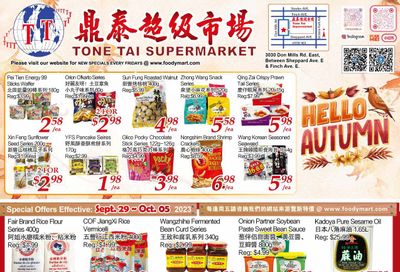 Tone Tai Supermarket Flyer September 29 to October 5