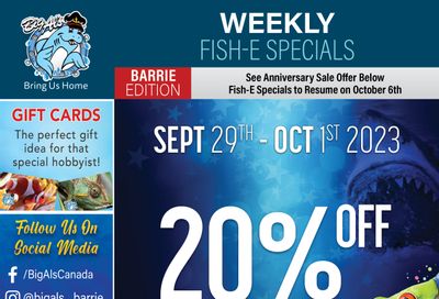 Big Al's (Barrie) Weekly Specials September 29 to October 1