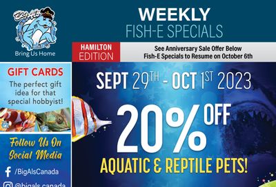 Big Al's (Hamilton) Weekly Specials September 29 to October 1