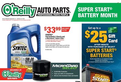 O'Reilly Auto Parts Weekly Ad Flyer Specials September 27 to October 24, 2023