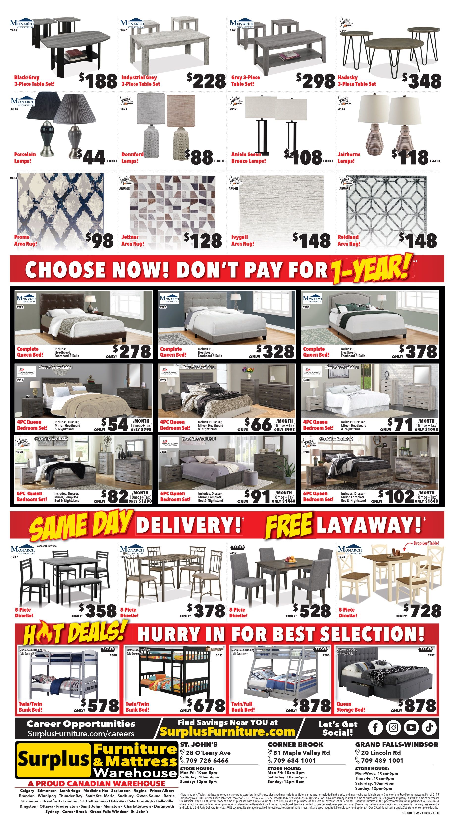 Surplus Furniture & Mattress Warehouse (St. John's, Corner Brook, Grand Falls Windsor) Flyer October 2 to 22