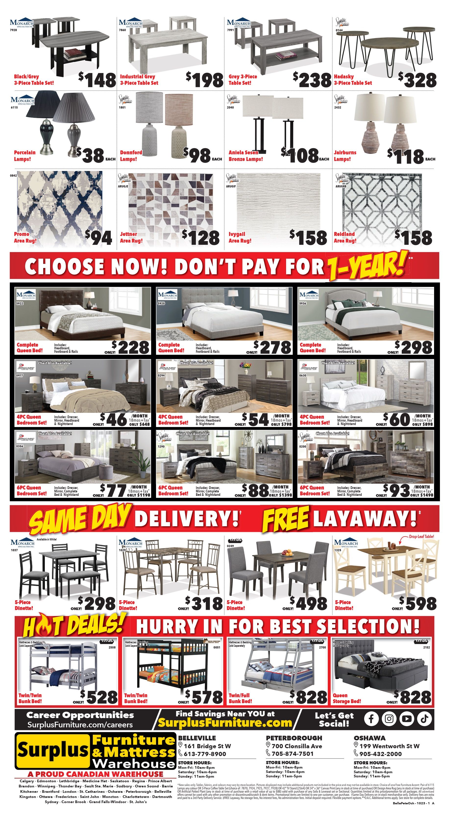 Surplus Furniture & Mattress Warehouse (Belleville, Peterborough, Oshawa) Flyer October 2 to 22