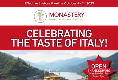 Monastery Bakery Flyer October 4 to 11