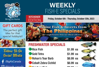 Big Al's (Kitchener) Weekly Specials October 6 to 12
