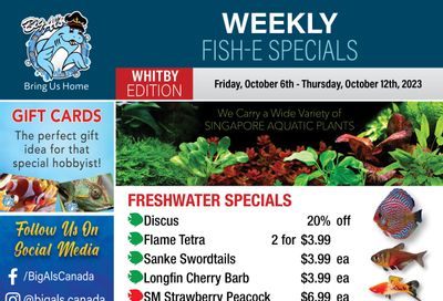 Big Al's (Whitby) Weekly Specials October 6 to 12
