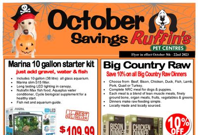 Ruffin's Pet Centre Flyer October 2 to 22