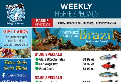 Big Al's (Barrie) Weekly Specials October 13 to 19