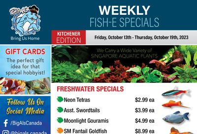 Big Al's (Kitchener) Weekly Specials October 13 to 19