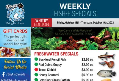 Big Al's (Whitby) Weekly Specials October 13 to 19