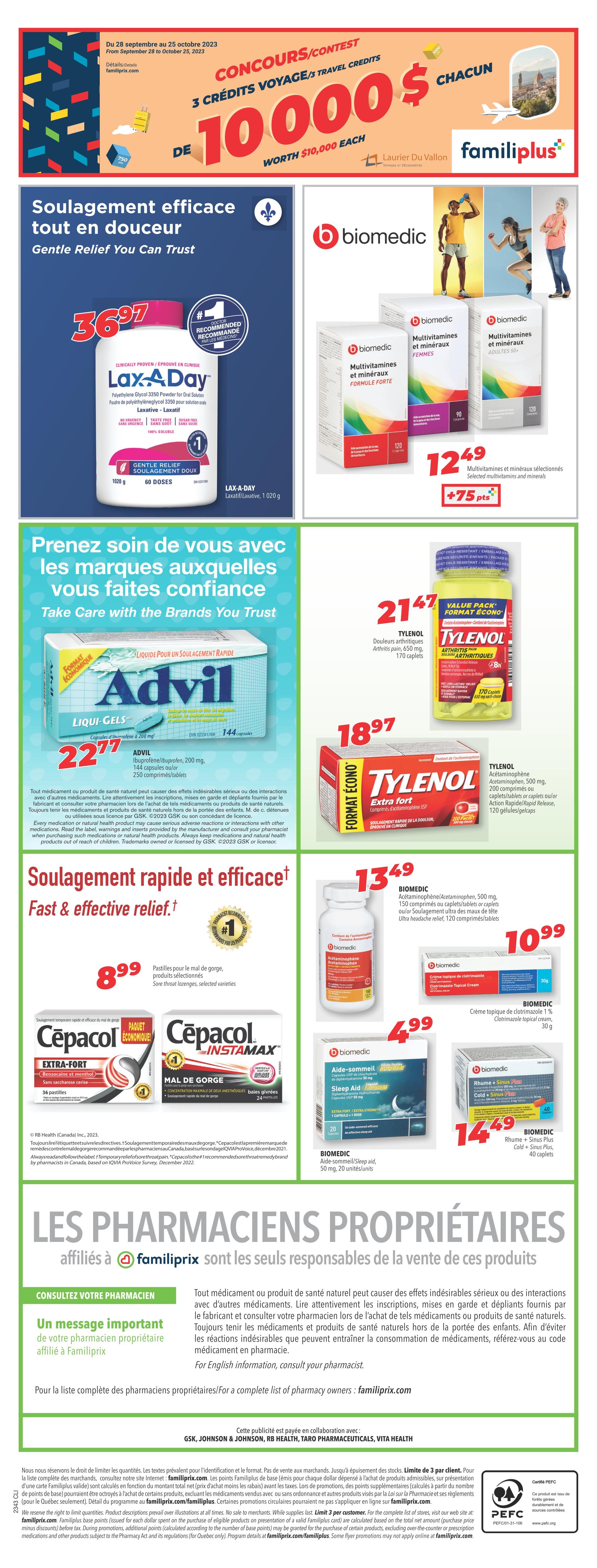 Familiprix Clinique Flyer October 19 to 25