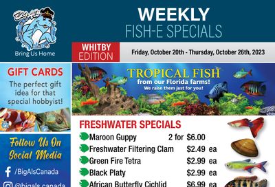 Big Al's (Whitby) Weekly Specials October 20 to 26