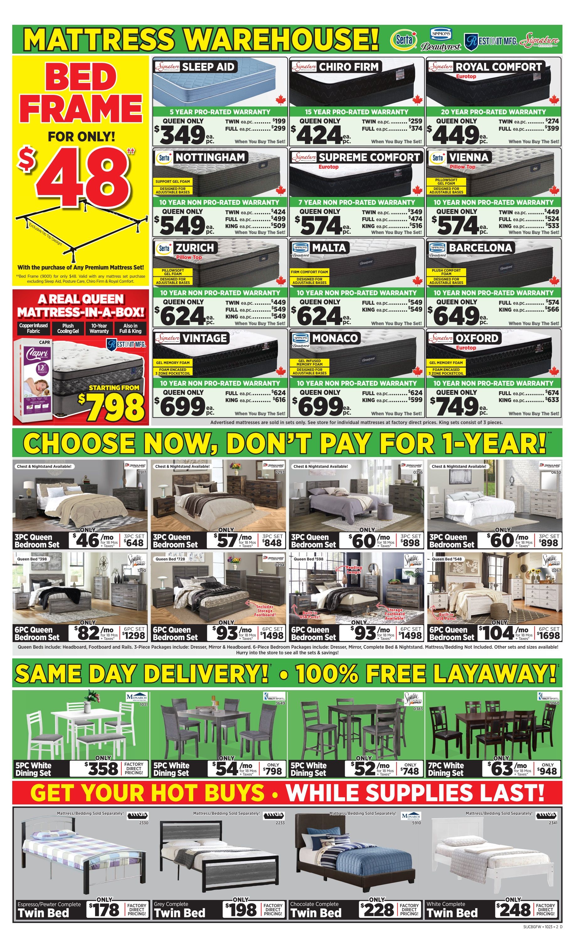 Surplus Furniture & Mattress Warehouse (St. John's, Corner Brook, Grand Falls Windsor) Flyer October 23 to 29