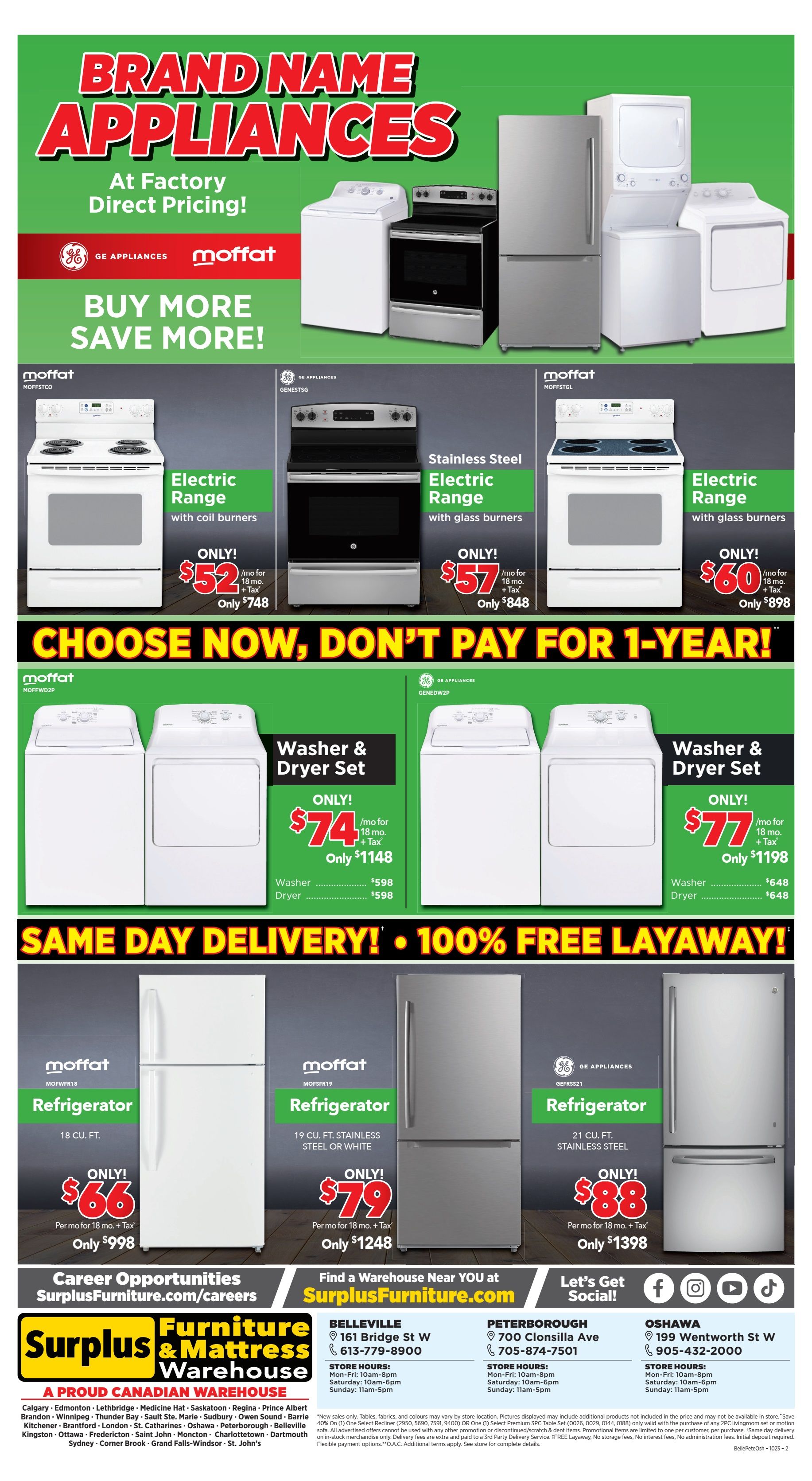 Surplus Furniture & Mattress Warehouse (Belleville, Peterborough, Oshawa) Flyer October 23 to 29