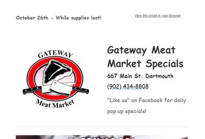 Gateway Meat Market Flyer October 26 to November 1