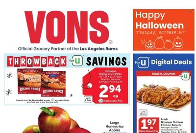 Vons (CA) Weekly Ad Flyer Specials October 25 to October 31, 2023