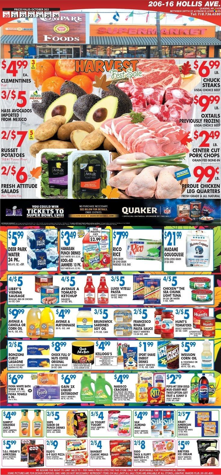 Compare Foods (NY) Weekly Ad Flyer Specials October 20 to October 26, 2023