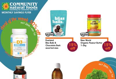 Community Natural Foods Monthly Flyer October 26 to November 29