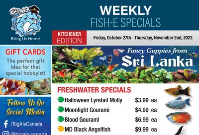 Big Al's (Kitchener) Weekly Specials October 27 to November 2