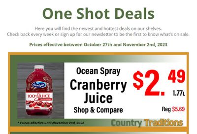 Country Traditions One-Shot Deals Flyer October 27 to November 2