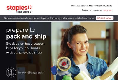 Staples Pack and Ship Flyer November 1 to 14