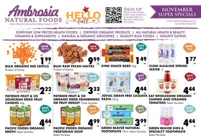 Ambrosia Natural Foods Monthly Flyer November 1 to 30