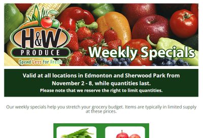 H&W Produce (Edmonton) Flyer November 2 to 8