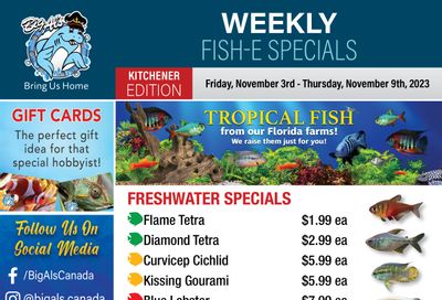 Big Al's (Kitchener) Weekly Specials November 3 to 9