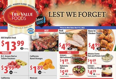 Tru Value Foods Flyer November 8 to 14