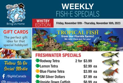 Big Al's (Whitby) Weekly Specials November 10 to 16